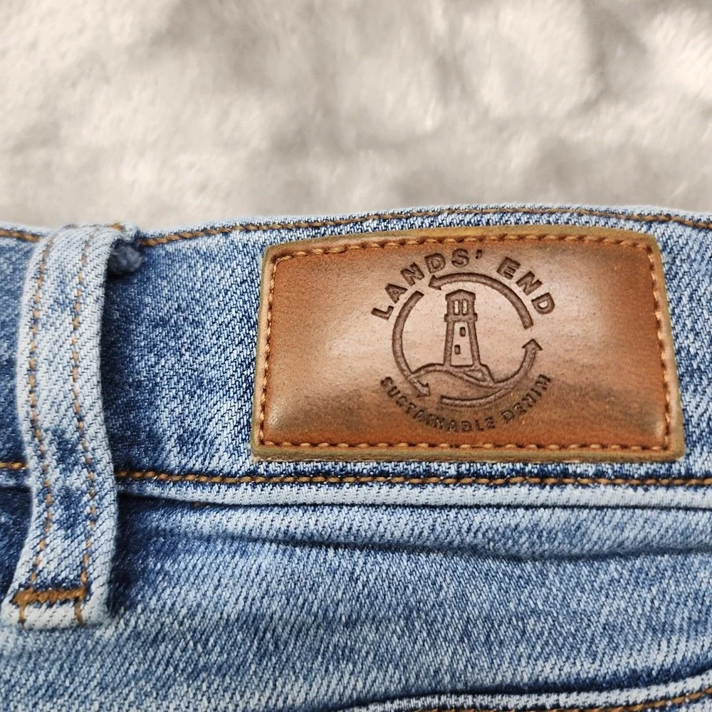 Lands End Jeans Womens 22W‎ Blue Recover High Rise Straight Ankle Crop Raw Hem